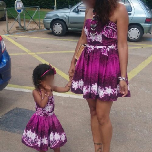 Création Ensemble Robe bustier Femme Enfant Bapteme
