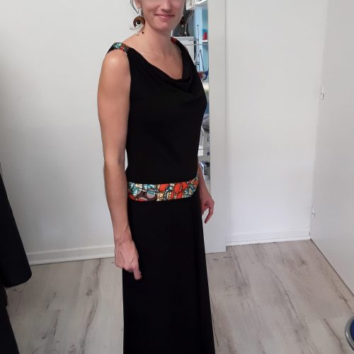Création Robe Col Bateau Polyester Wax